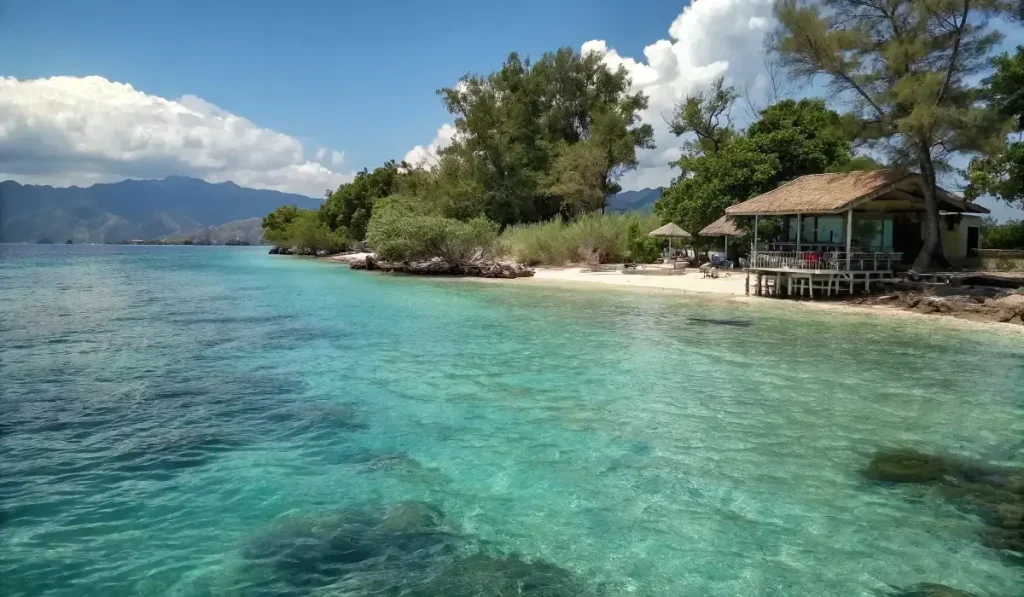 Clear water off a beach on Gili Meno